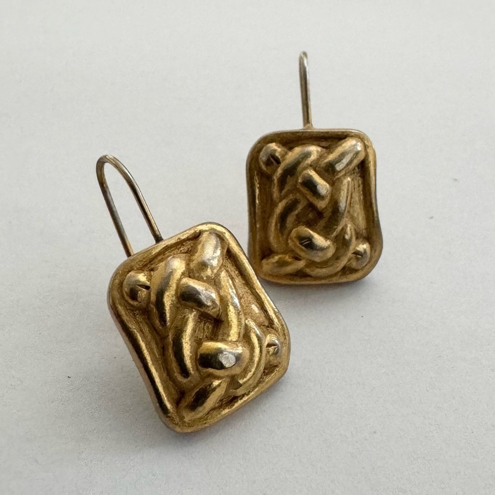 Vintage Carolee Gold Tone Square Knotted Earrings